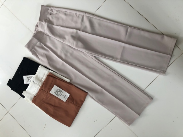 Quần culottes ống rộng suông khóa sườn, quần tây nữ công sở