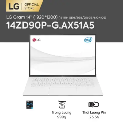 Laptop LG Gram IPS LCD WUXGA (1920x1200) 14 inches (i5 11th/8GB/256GB SSD) l 14ZD90P-G.AX51A5 l HÀNG CHÍNH HÃNG