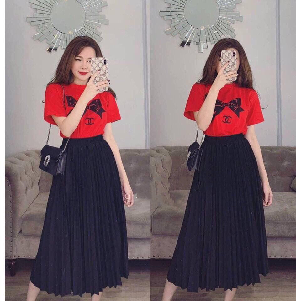Váy dập ly dáng dài thời trang DVQ