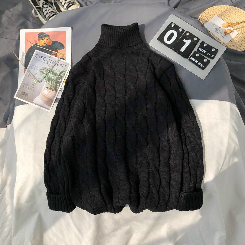Áo Len Nam Cao Cổ, Cổ Lọ Vặn Thừng To Phong Cách Hàn Quốc Trẻ Trung, Chất Len Dày Dặn, Mềm Mịn - ADAM MAN