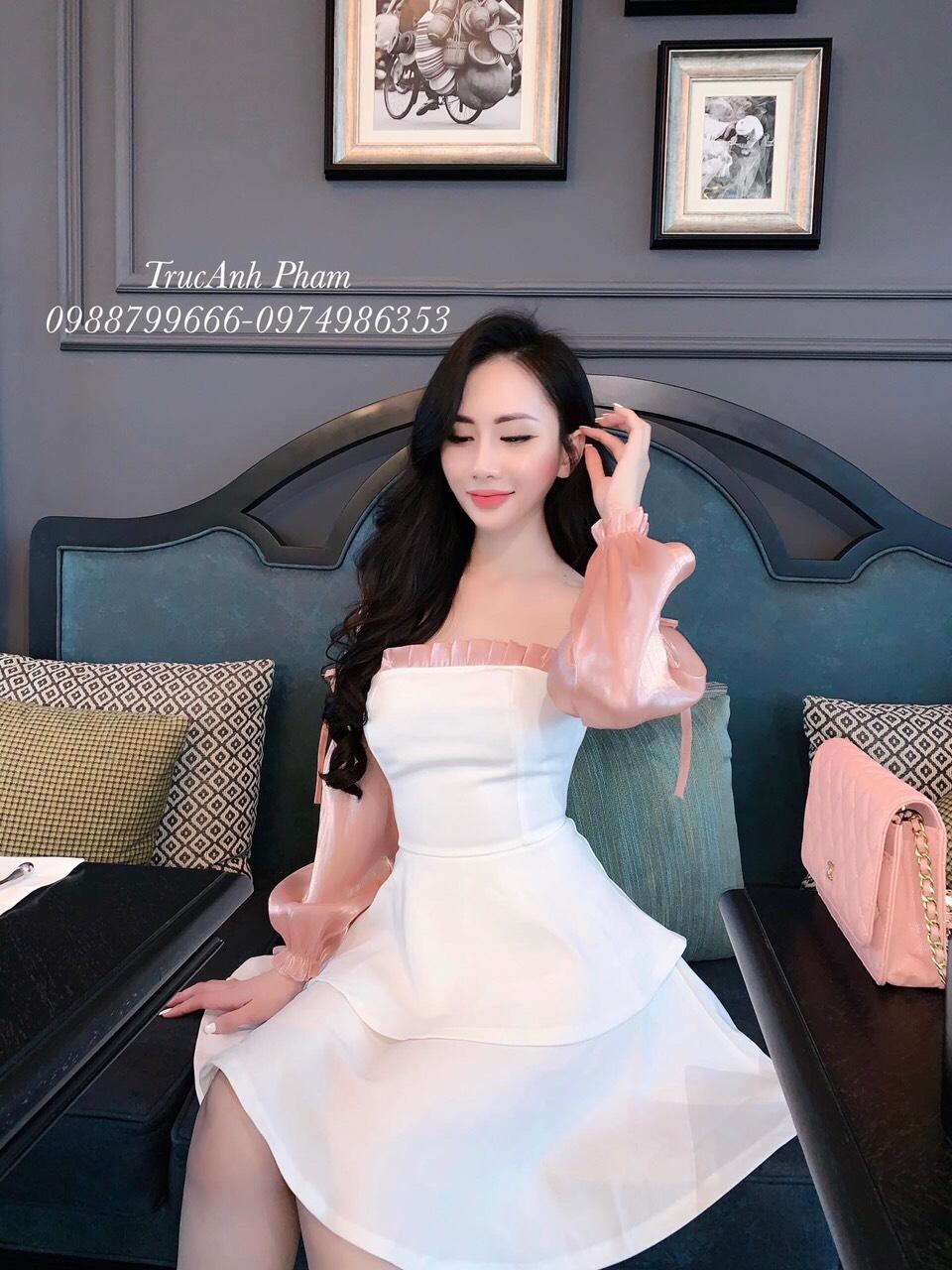 Đầm xòe dự tiệc tay phồng xinh xắn