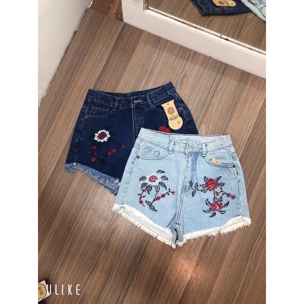 QUẦN SHORT JEAN NỮ THÊU HOA