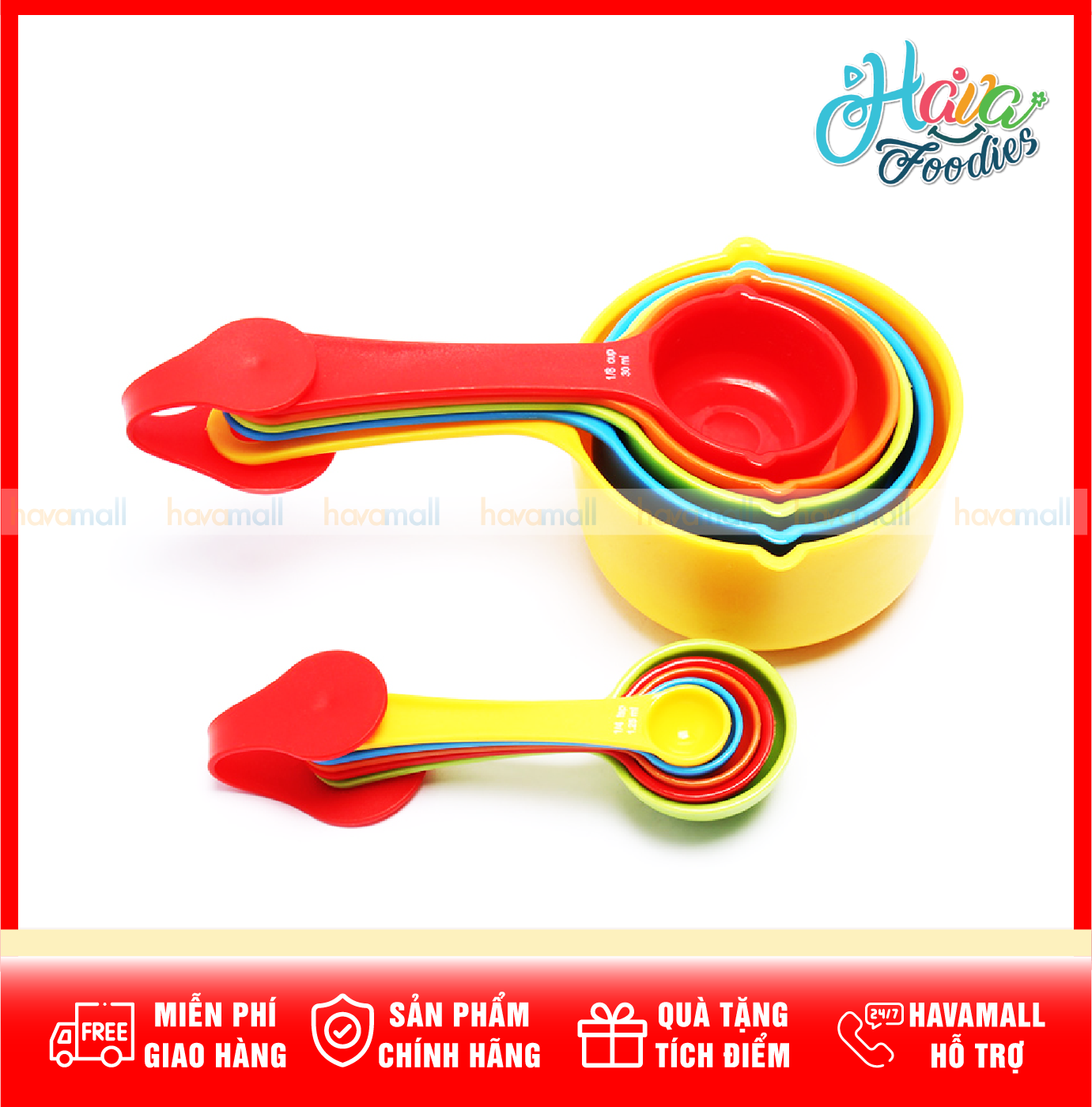 Bộ muỗng đo lường nhiều màu 10 cái – uncle bills measuring cups and spoon 10 piece set