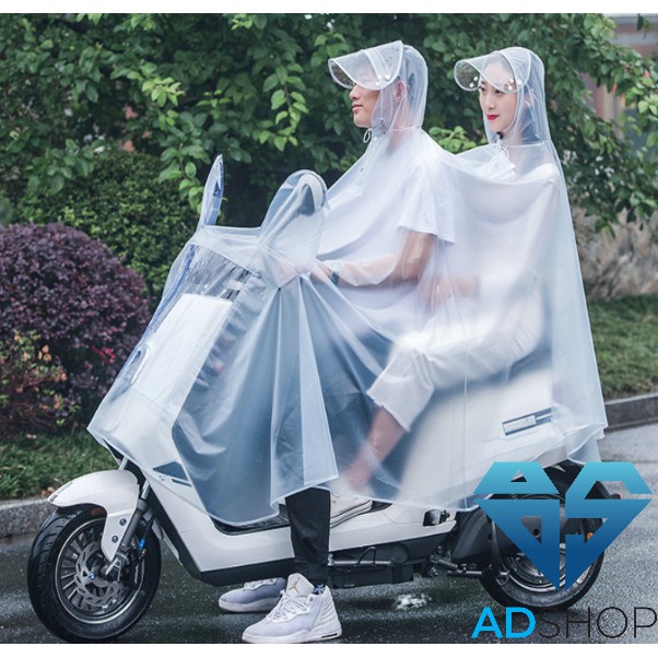 Áo mưa trong suốt có kính che mặt, Áo mưa Hàn Quốc1 đầu và 2 đầu có kèm chụp gương dài rộng, chất liệu dày dặn siêu bền