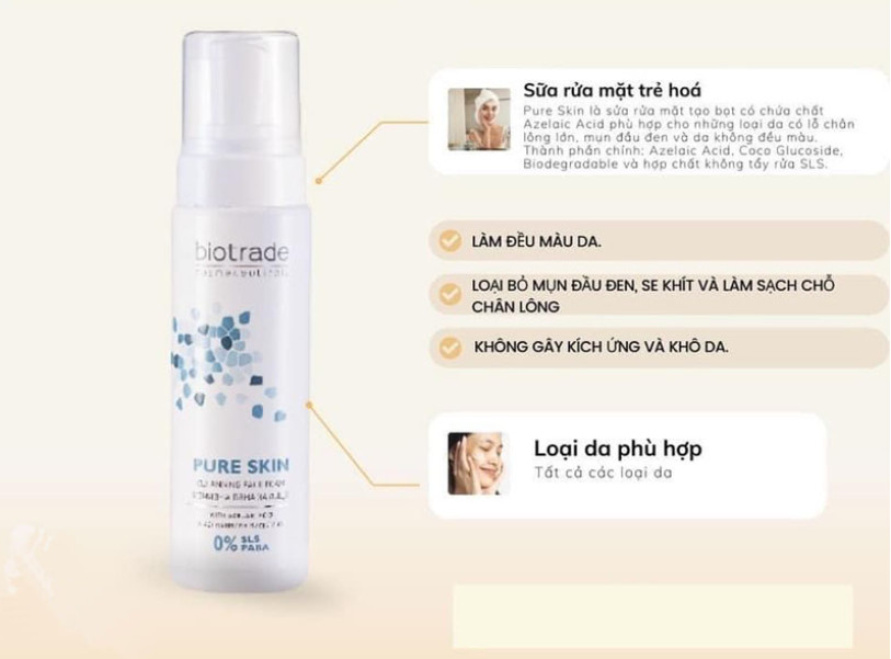 Sữa Rửa Mặt Biotrade Pure Skin Cleansing Face Foam