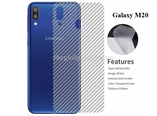 Miếng dán vân carbon, các bon mặt lưng cho SamSung Galaxy M20