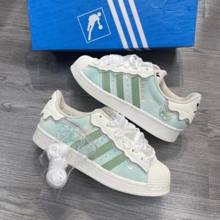 Giày Adidasss Superstar Das Sò 3 Màu Kem, Hồng, Xanh  full box, Giày thể thao Adidas Sò Trắng Đen bản Classic cực xinh