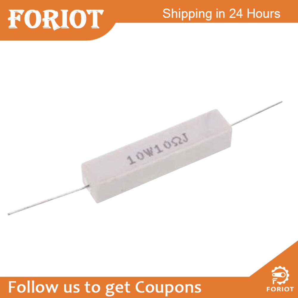 Foriot 10Pcs Điện Trở Bằng Gốm Và Xi Măng 10W 10 Ohm Resistance 5% Dây Gốm Vết Thương Điện Trở Điện