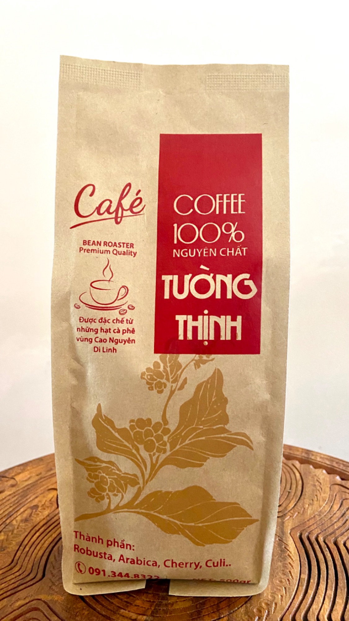 Cà phê Nguyên chất Tường Thịnh Di Linh gói 500gram