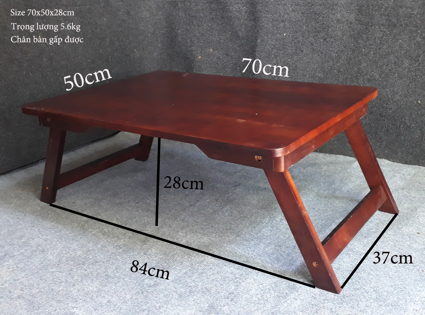 [HCM]Bàn trà chân thang 70x50x28cm bằng gỗ (Nâu)