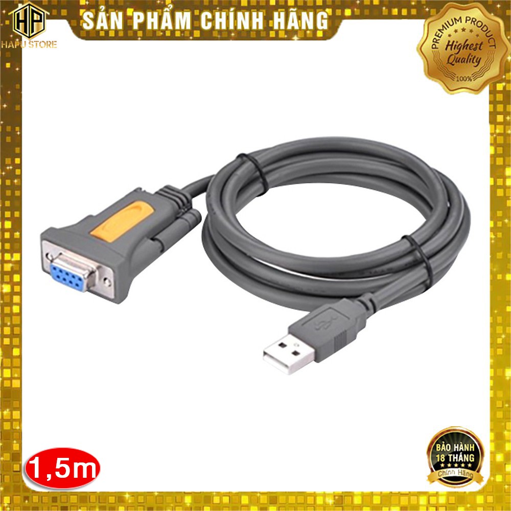 Cáp chuyển đổi USB sang Com RS232 âm UGREEN 20201 dài 1,5m chính hãng - Hapustore