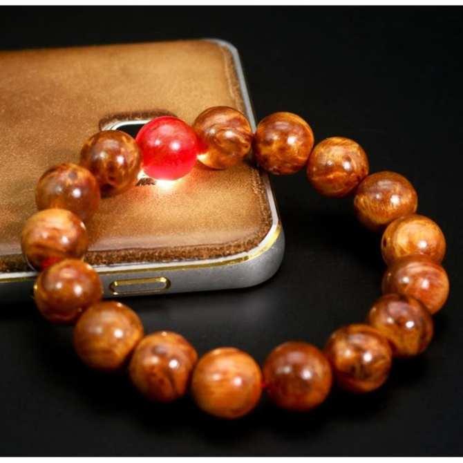 Vòng đeo tay gỗ huyết long may mắn bình an ( Size 10li )
