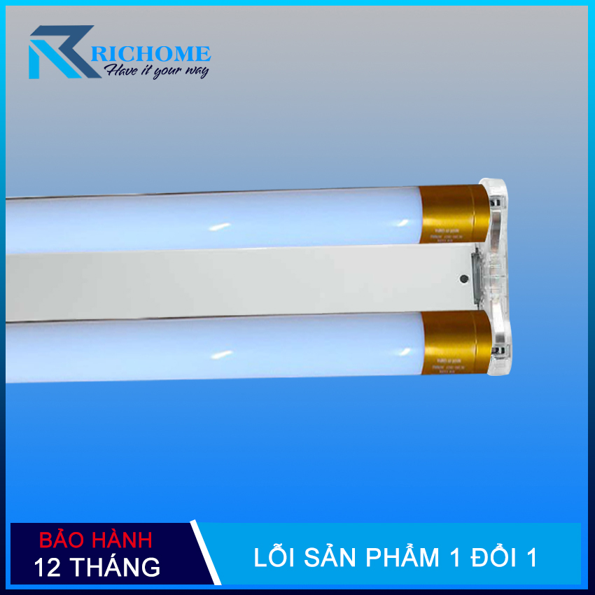 Combo 2 đèn led tuýp thủy tinh 1.2 mét 30w ánh sáng trắng + 1 bộ máng đèn led đôi 1,2 mét cao cấp