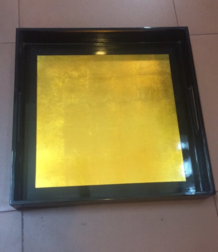 Khay gỗ sơn mài in chữ Thọ 27 x 27cm