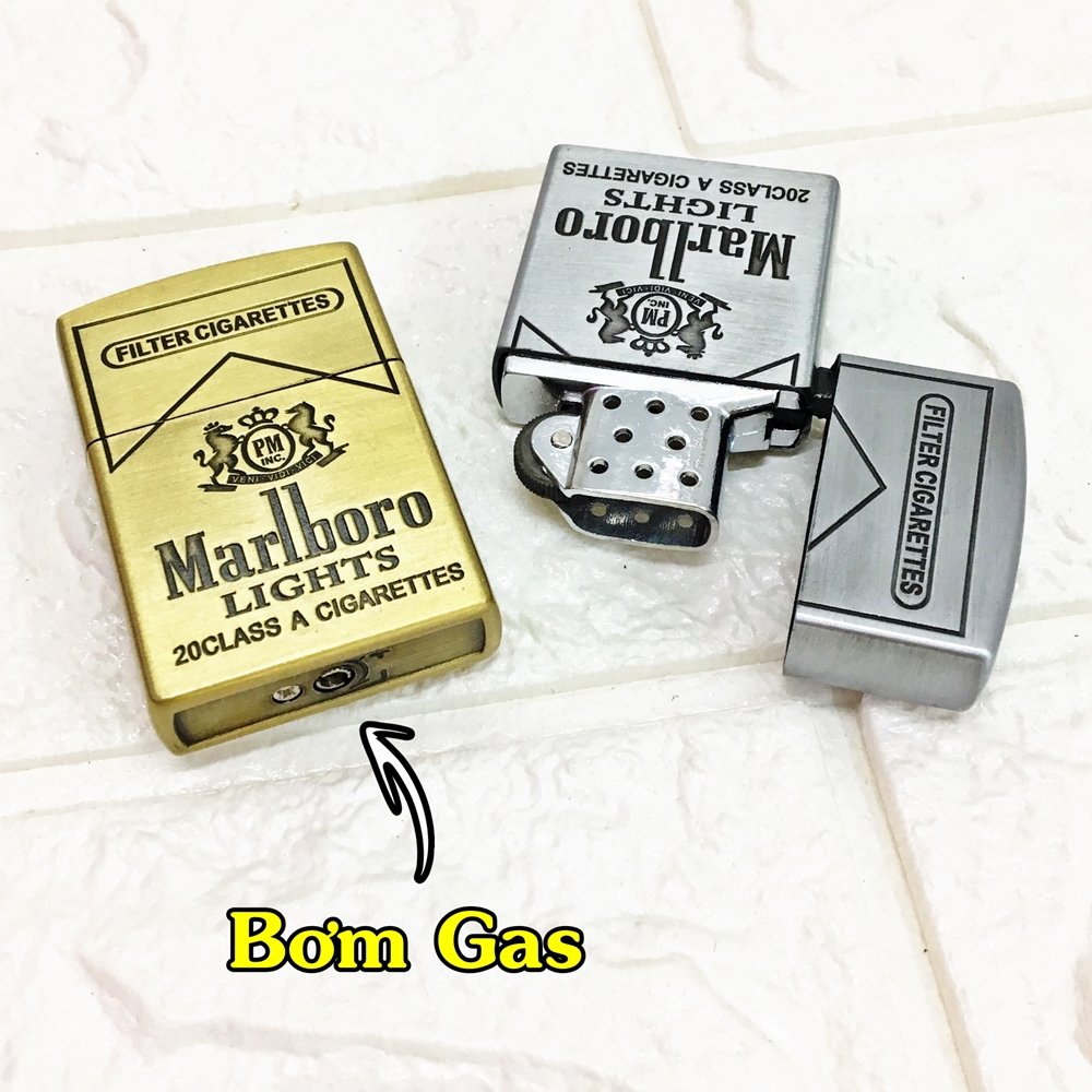 [HCM]Bật Lửa Gas Đá Khắc Nổi Logo Marlboro