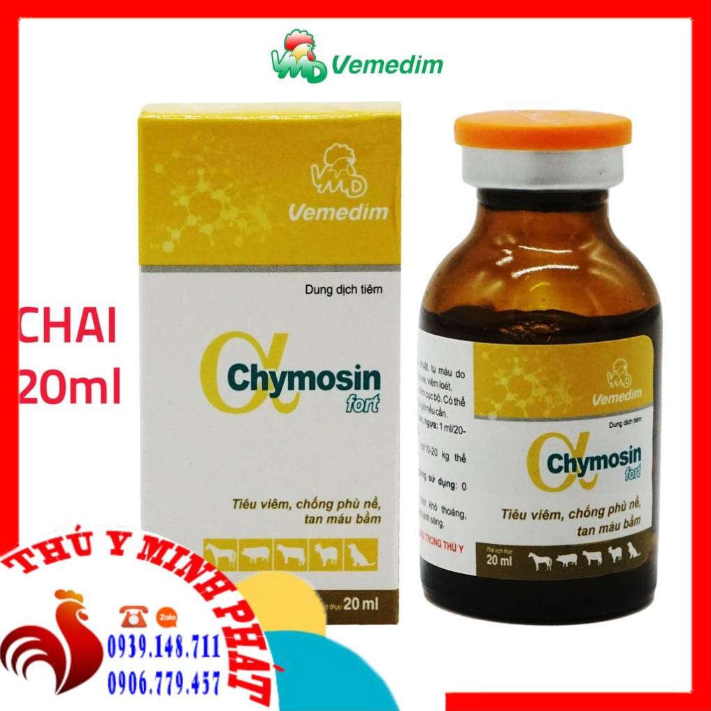 Chymosin fort dùng cho tiêu viêm, chống phù nề, tan máu bầm trên trâu, bò, dê, cừu, ngựa, heo, chó