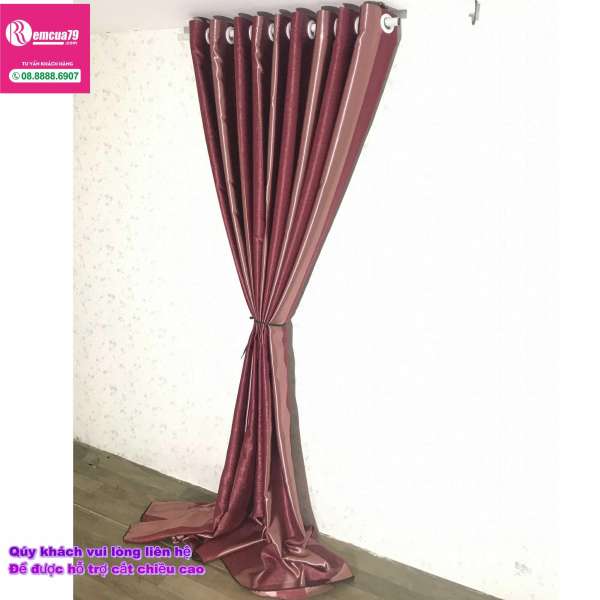 Rèm, màn cửa Ph curtains( ngang350cm x cao 270cm) Sọc đỏ họa tiết lập thể + tặng dây vén màn