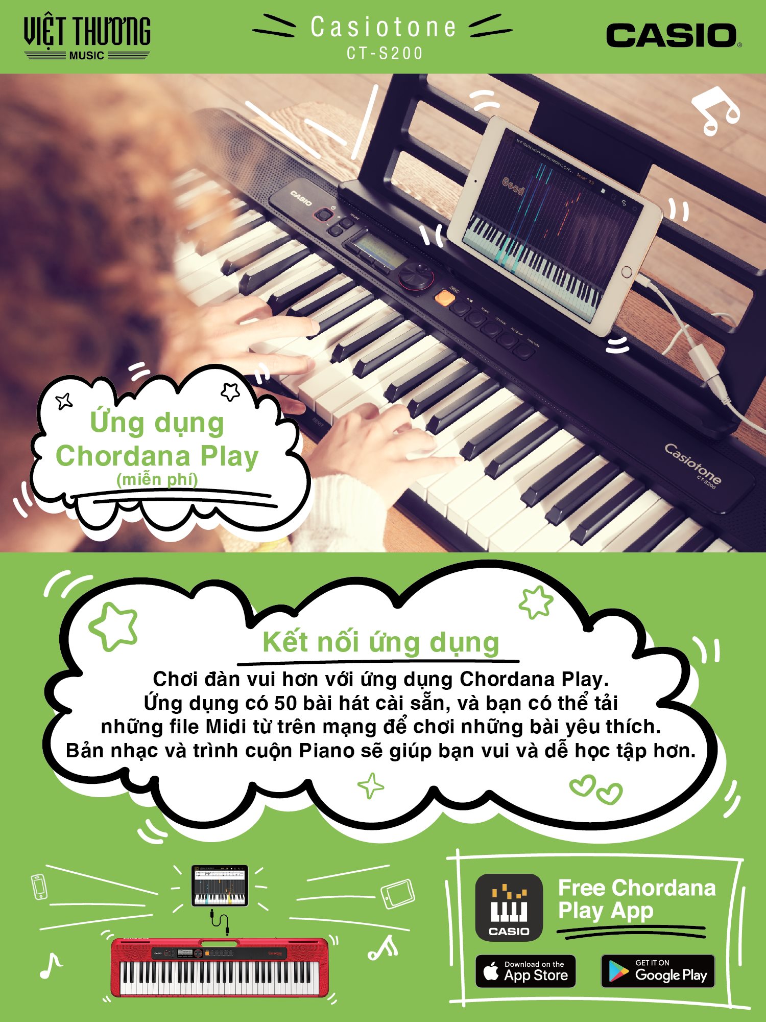 [Trả góp 0%] Đàn Organ Casio CT-S200 - Việt Thương Music