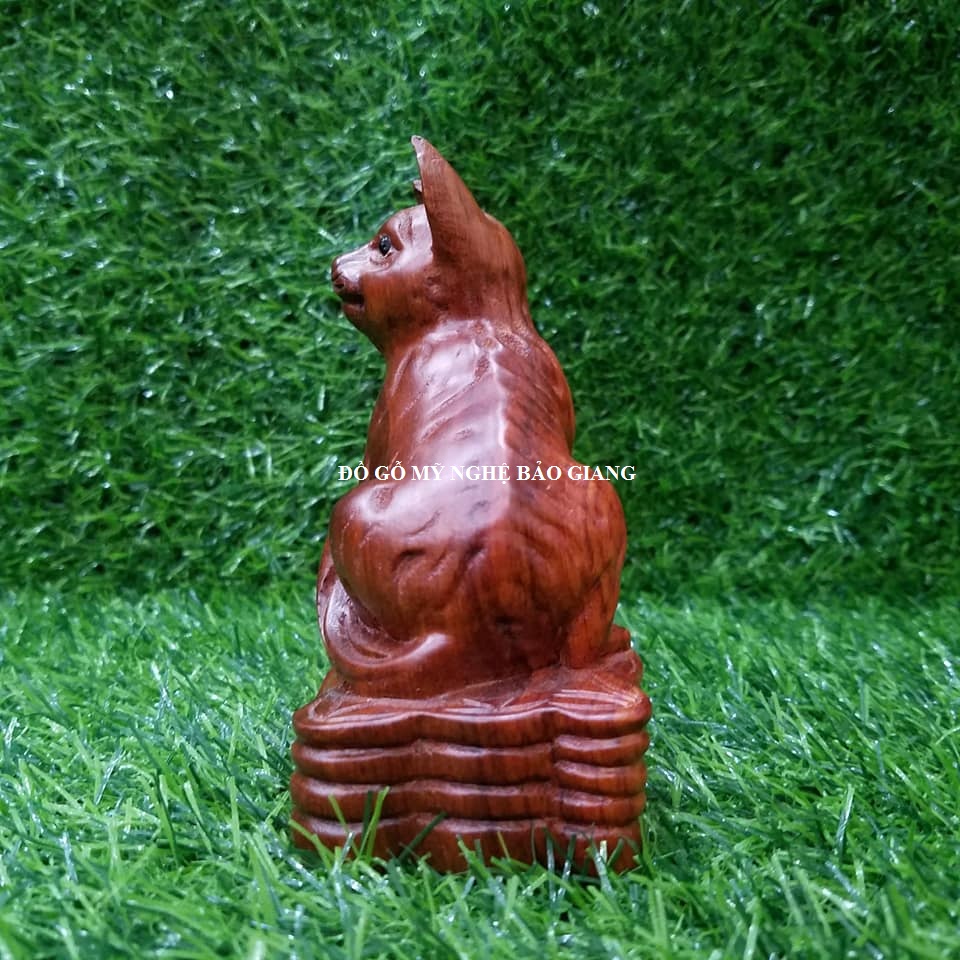 Tượng con mèo gỗ hương