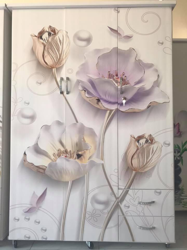 Tủ quần áo/ Tủ trẻ em/ Tủ nhựa đài loan giá rẻ 3 cánh 1m25*1m8*50cm in 3d bông sen đẹp. Bảo hành 5 năm. Chỉ ship HCM, bình dương, Biên hòa miễn phí.