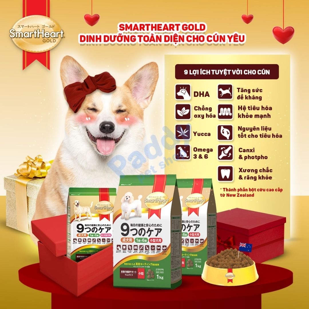 Hạt Cho Chó SmartHeart Gold Cao Cấp Vị Cừu & Gạo