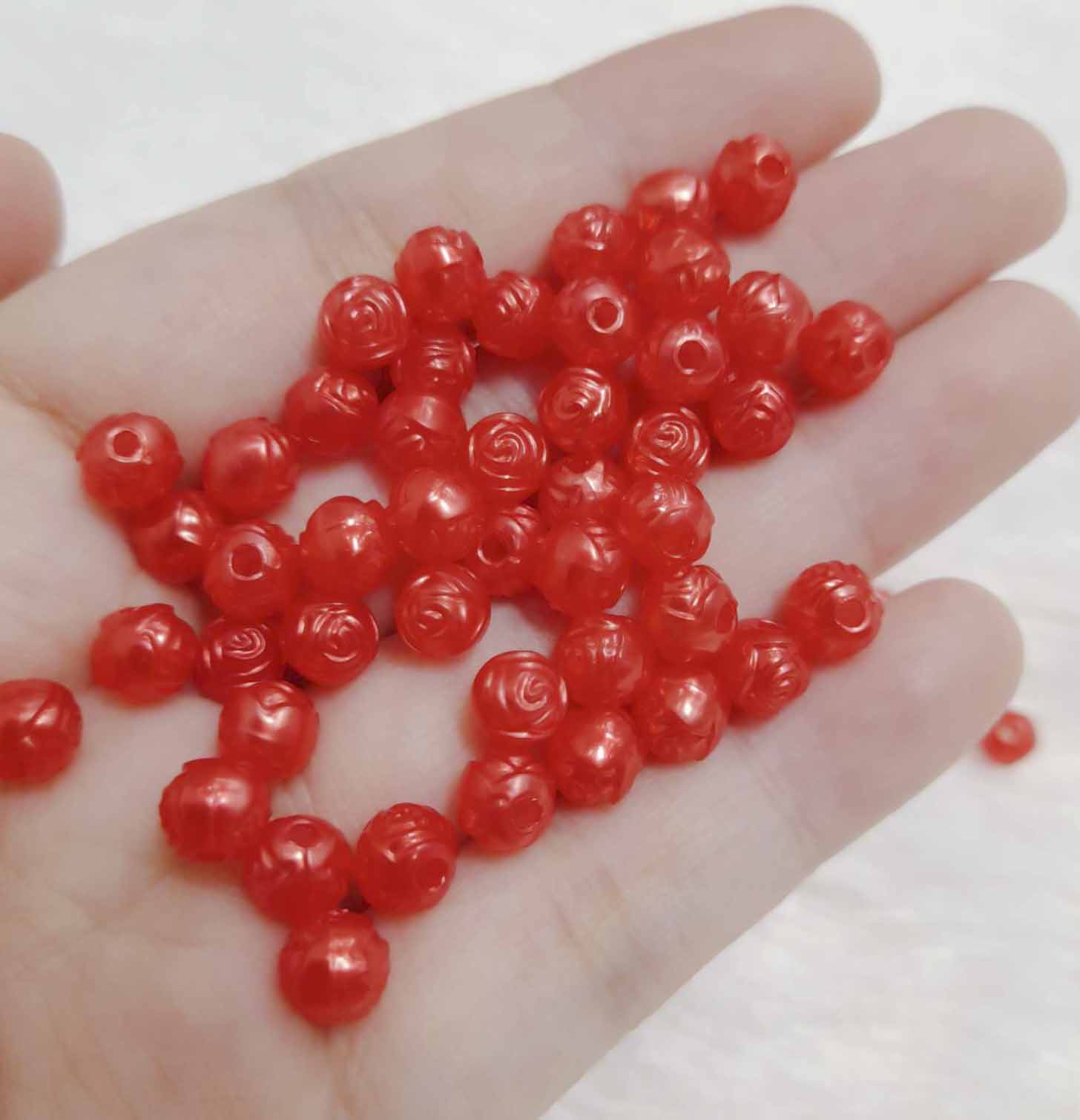 Pack of 15 PCs 6mm rose pearl string beads plastic spacer bracelet DIY decoration