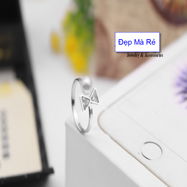 Ring bow applique stone delivery Pearl (self-adjustable big small according to the finger)-commitment 1 Đổi 1 if Hoen, Rust