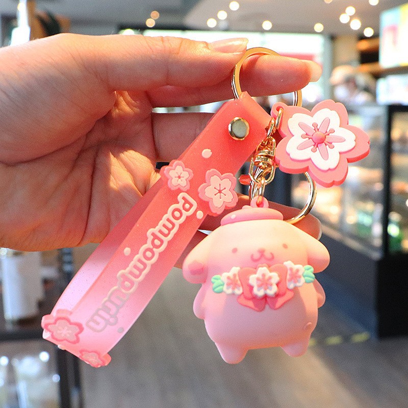 Móc khóa móc treo túi xách balo 3d sanrio màu hồng lila mkkuanhdao