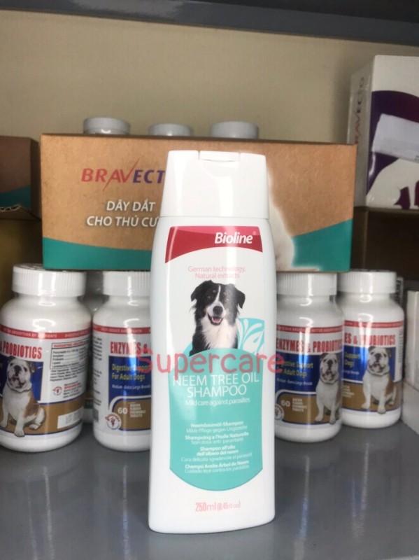 Sữa Tắm Chó Bioline Ngừa Ve, Rận, Bọ Chét 250ml (Chiết xuất cây lá Neem)