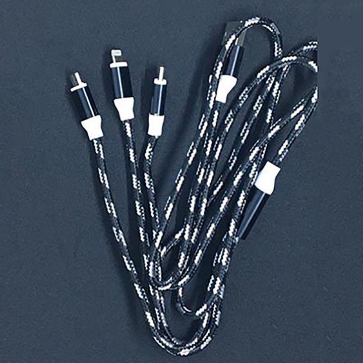 Cáp sạc dây dù 3 đầu dài 1m