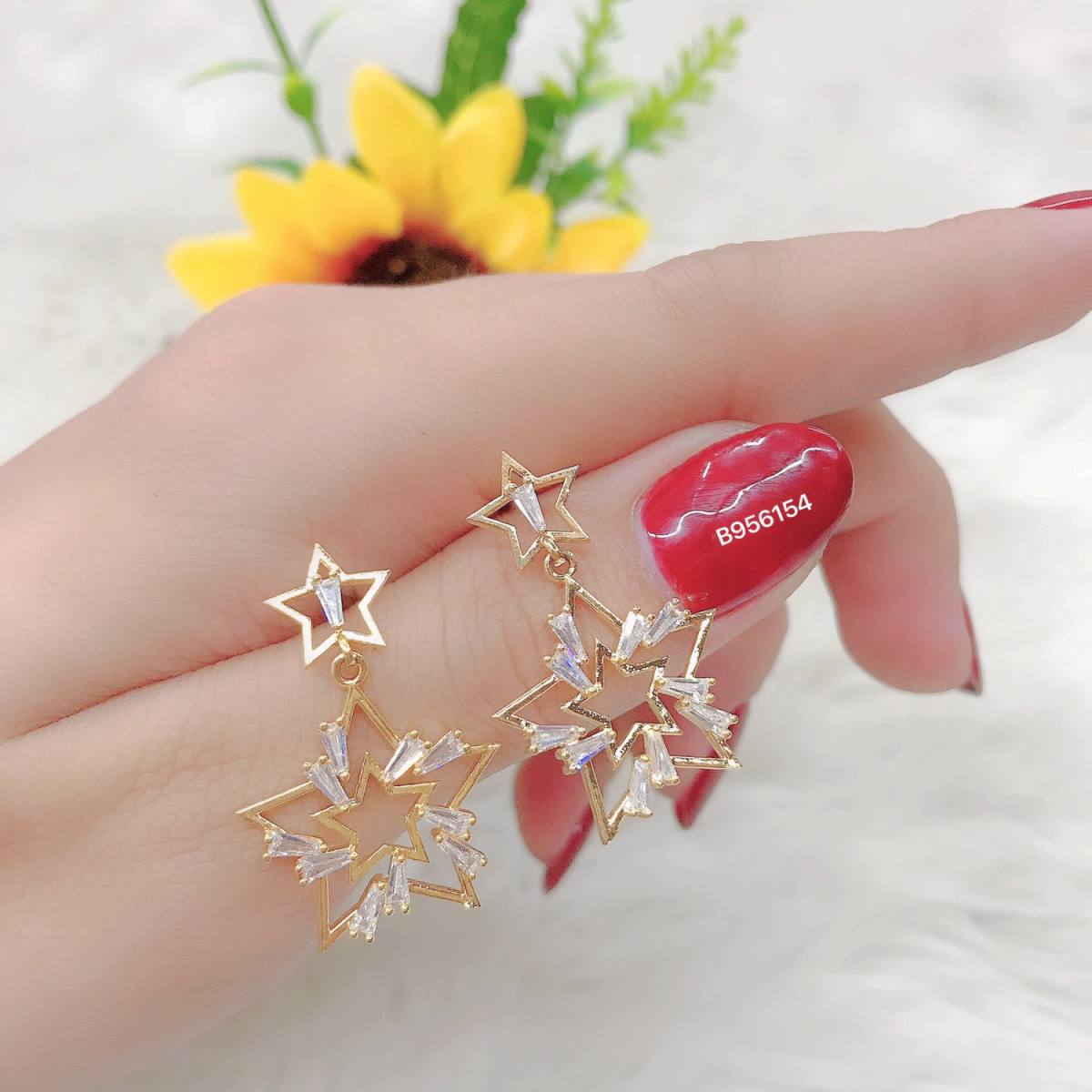 Bông tai nữ mạ vàng FiveStar Đính Đá (01 Đôi Khóa Móc Gài) M2 04.12 22R
