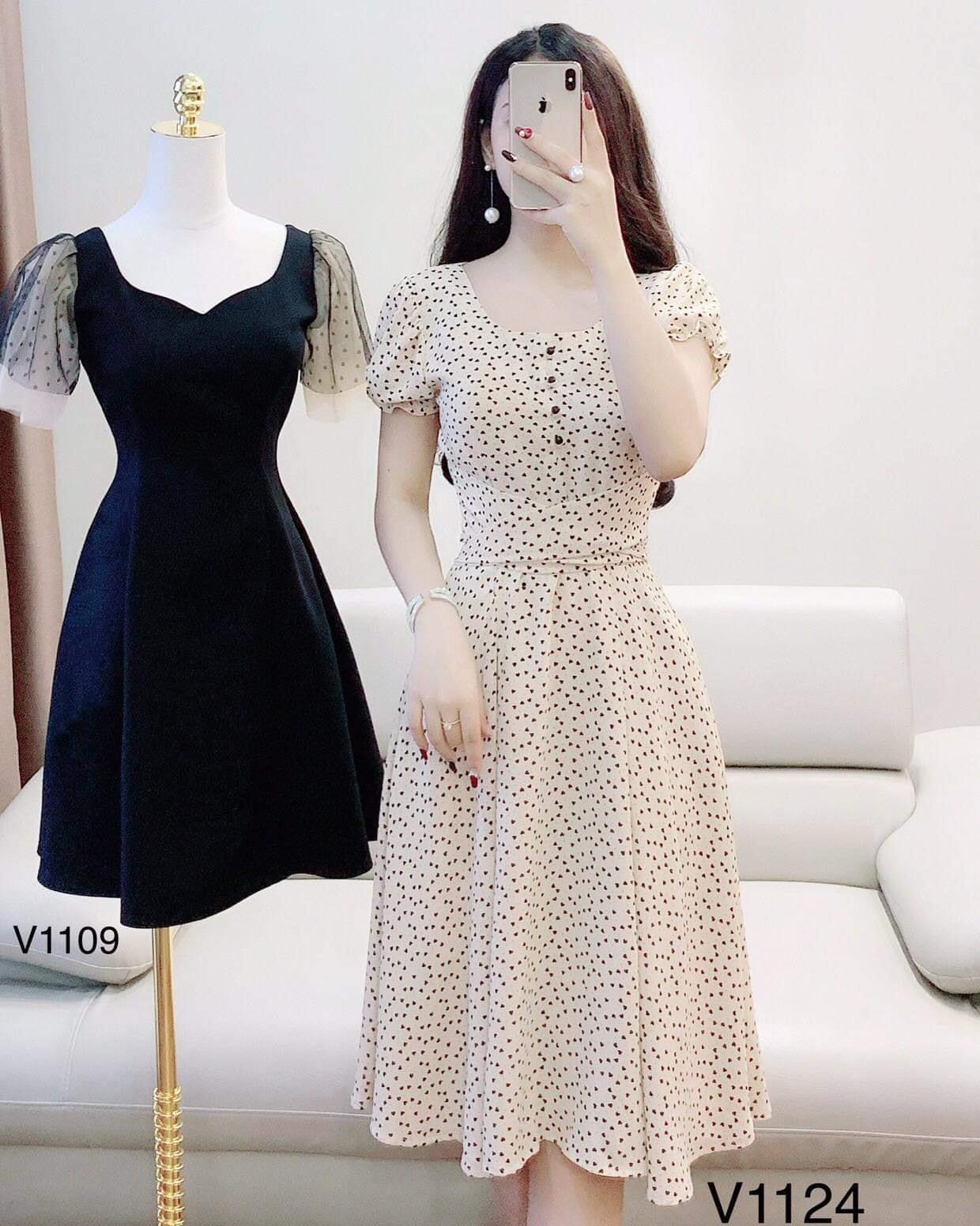 [HCM]Đầm Chấm Bi Eo Thắt Nơ Xinh Xắn