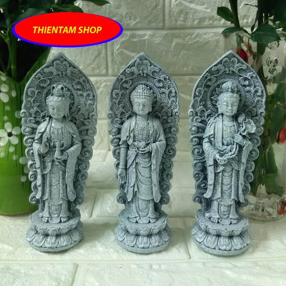 [HCM]Bộ tượng Tam thế Phật đá non nước cao 18cm - TTPD18