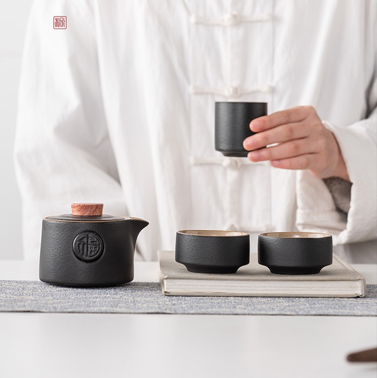 Bộ ấm chén pha trà du lịch, kèm túi sang trọng
