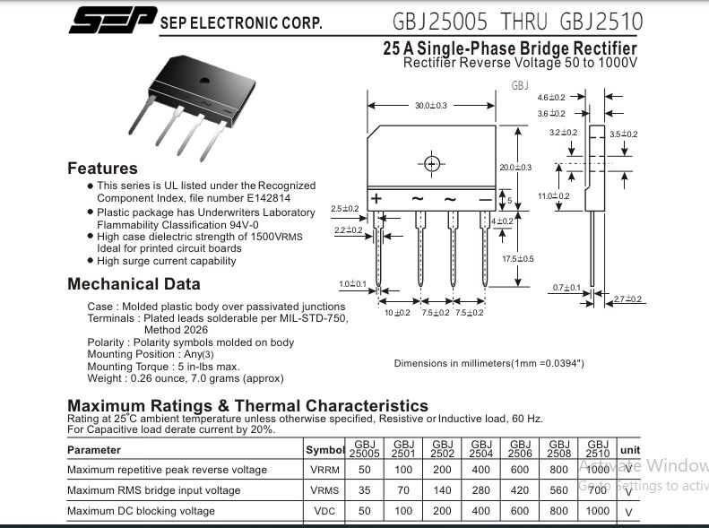 Linh kiện bếp từ cầu diot GBJ 2510