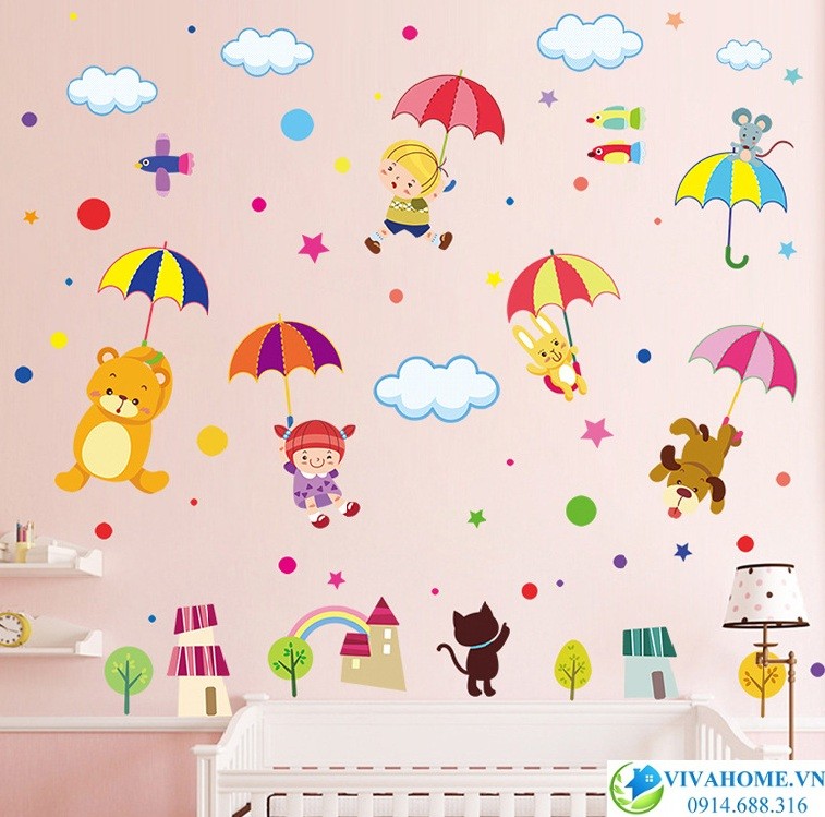 decal dán tường (decal chi tiết), decal cho bé, decal phòng khách. decal cho bé