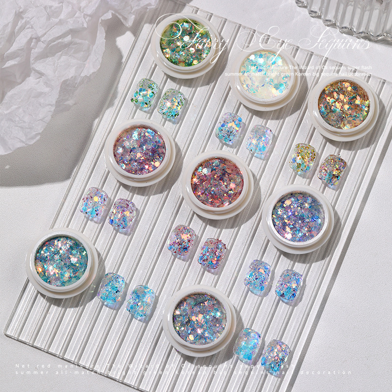 Set 8 nhũ vảy cá lấp lánh siêu sáng trang trí móng