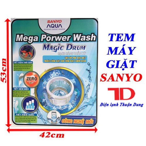 Tem dán máy giặt SANYO, tem dán trang trí máy giặt SANYO, tem dán máy giặt mẫu 5