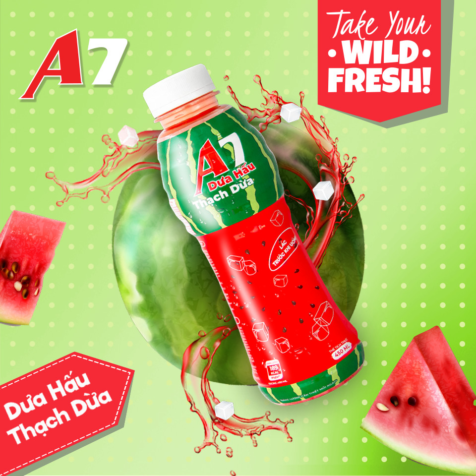 Nước Dưa Hấu Thạch Dừa A7 450ml (Thùng 24 chai)