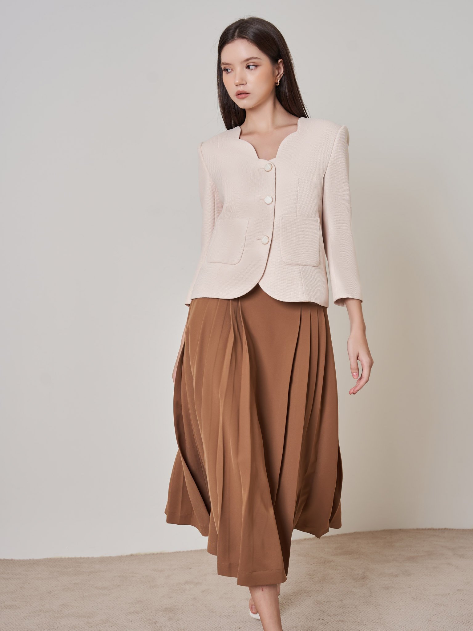 D.CHIC Áo khoác cổ lượn 2 túi ốp MS: 161665