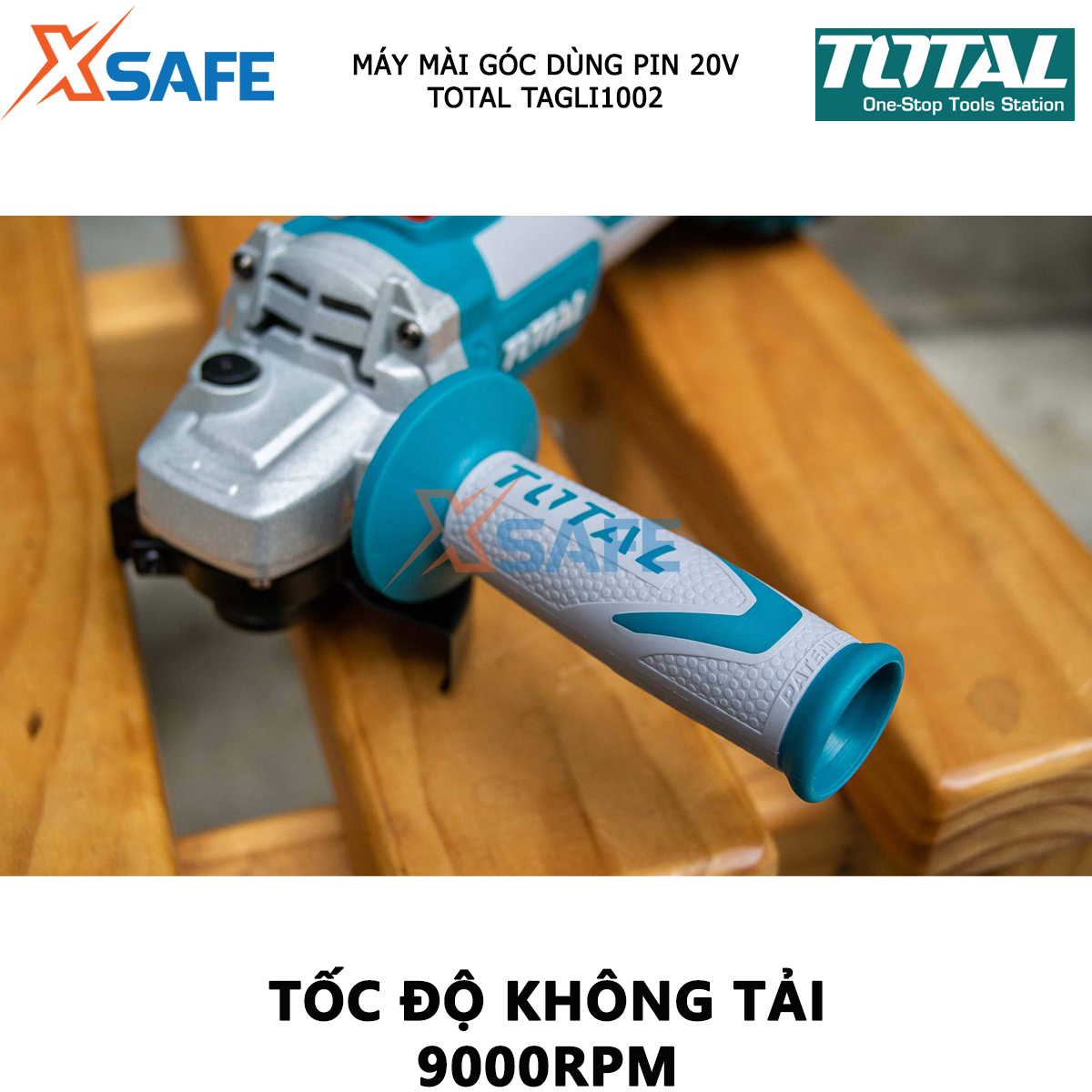 Máy mài góc dùng pin TOTAL TAGLI1002 máy cắt vật liệu xây dựng cầm tay không chổi than, dùng pin 20V có tốc độ không tải:9000/min hiệu suất caotại
