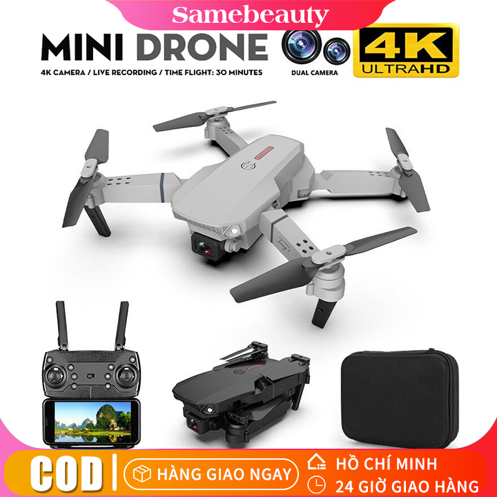 Flaycam, Máy Bay Điều Khiển Từ Xa E88 Pro Drone 4K HD Camera Kép Có Định Vị 1080P WiFi Tặng Kèm Pin Dự Phòng