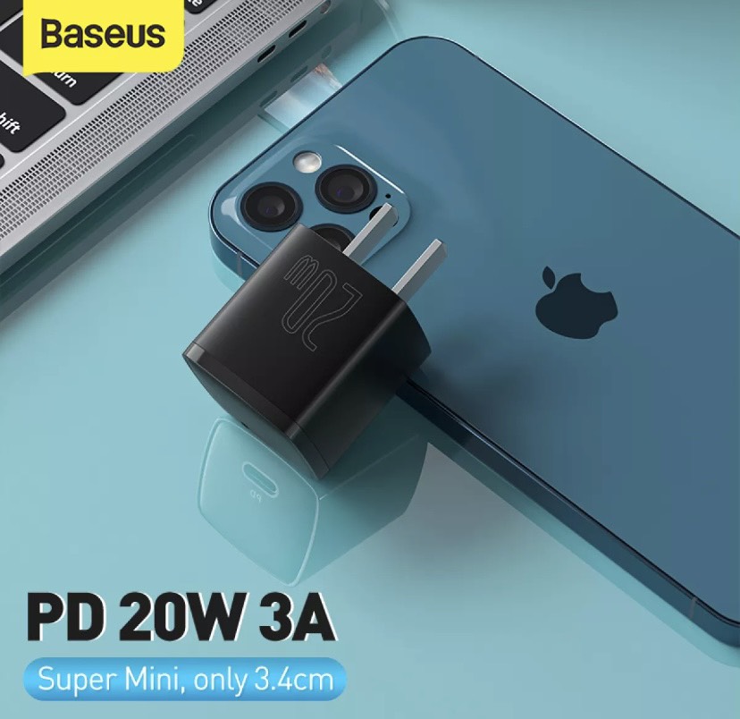 Củ sạc Baseus 20W USB C hỗ trợ sạc nhanh Type C PD cho iPhone 12 Pro Max 11 Mini 8 Plus