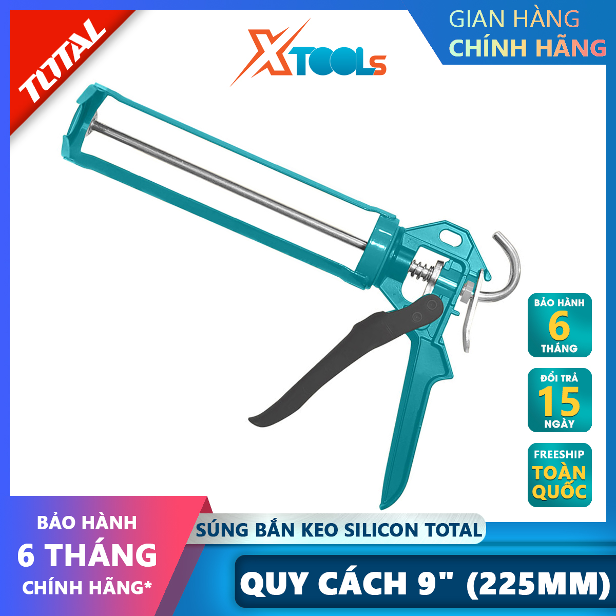 Súng bơm silicon total tht21509 | súng bơm keo kích cỡ 235mm , chiều dài cả súng 335mm bơm keo dán gỗ, giấy, vải, bìa carton