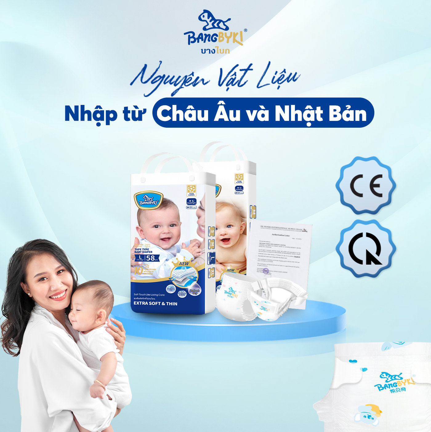Tã/Bỉm quần Bangbyki siêu mềm mại đủ size cho bé