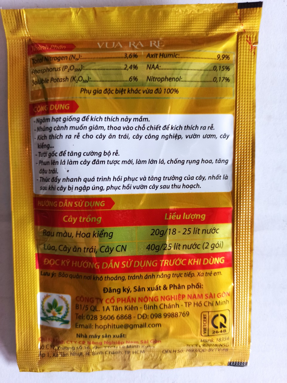 Phân bón NPK sinh học VUA RA RỄ ATOMIX - Gói 20g