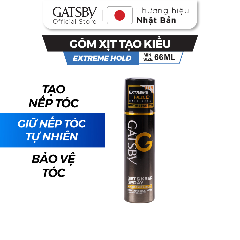 Gôm xịt tạo kiểu tóc GATSBY SET & KEEP SPRAY EXTREME HOLD 66ml