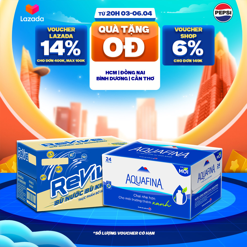 [SALE 15.7] Combo 1 Thùng 24 Chai Revive và 1 Thùng 24 Aquafina (500ml/chai)