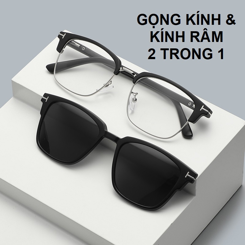 Gọng kính và Kính râm 2 trong 1 nửa vành nam nữ mắt phân cực chống nắng ...