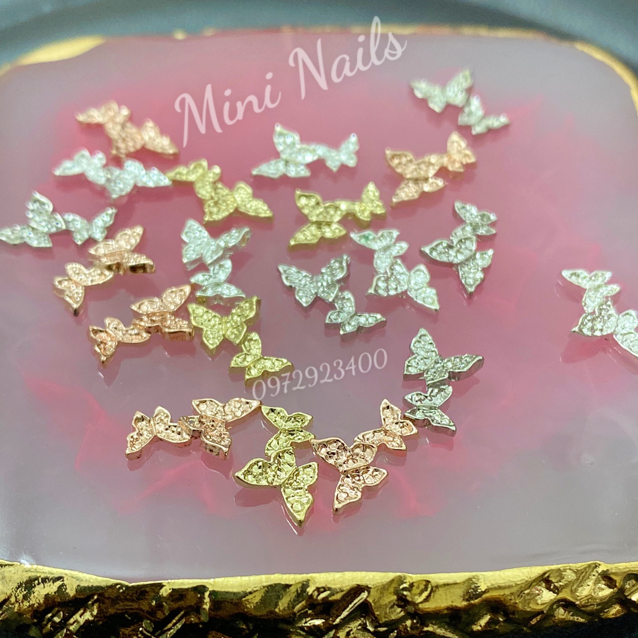 Charm bướm kim loại đính móng tay ,túi 20 cái - mini nails
